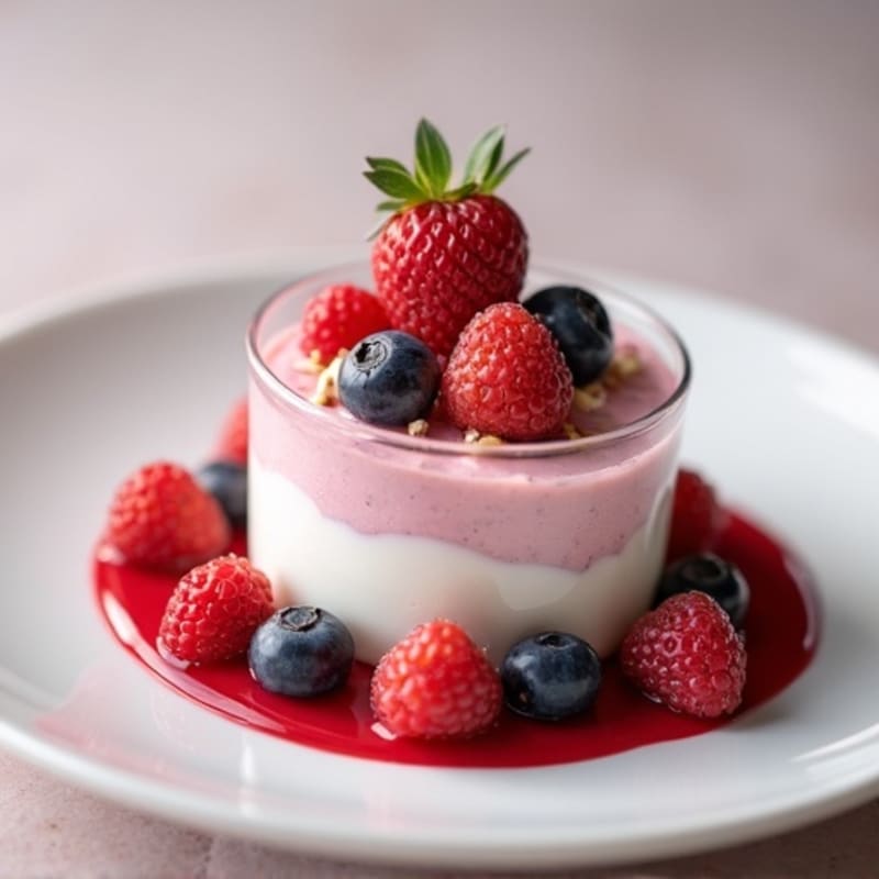 Greek Yogurt Protein Mousse with Mixed Berries