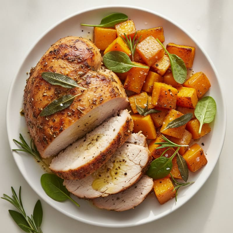 Roasted Turkey Breast with Butternut Squash