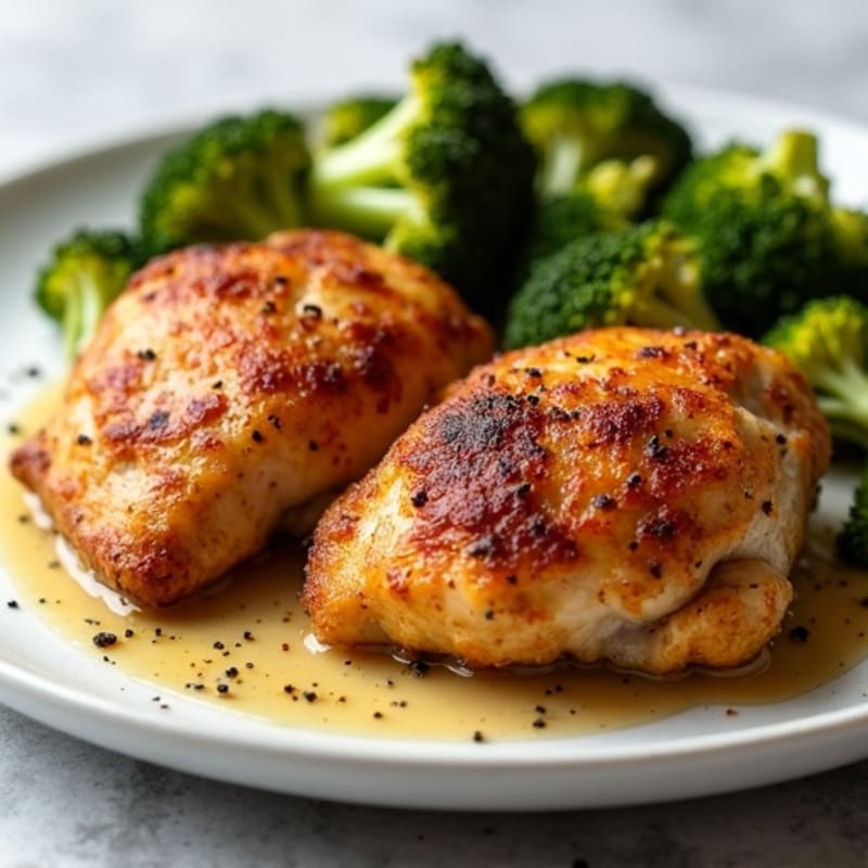 Crispy Roasted Chicken Thighs with Roasted Broccoli