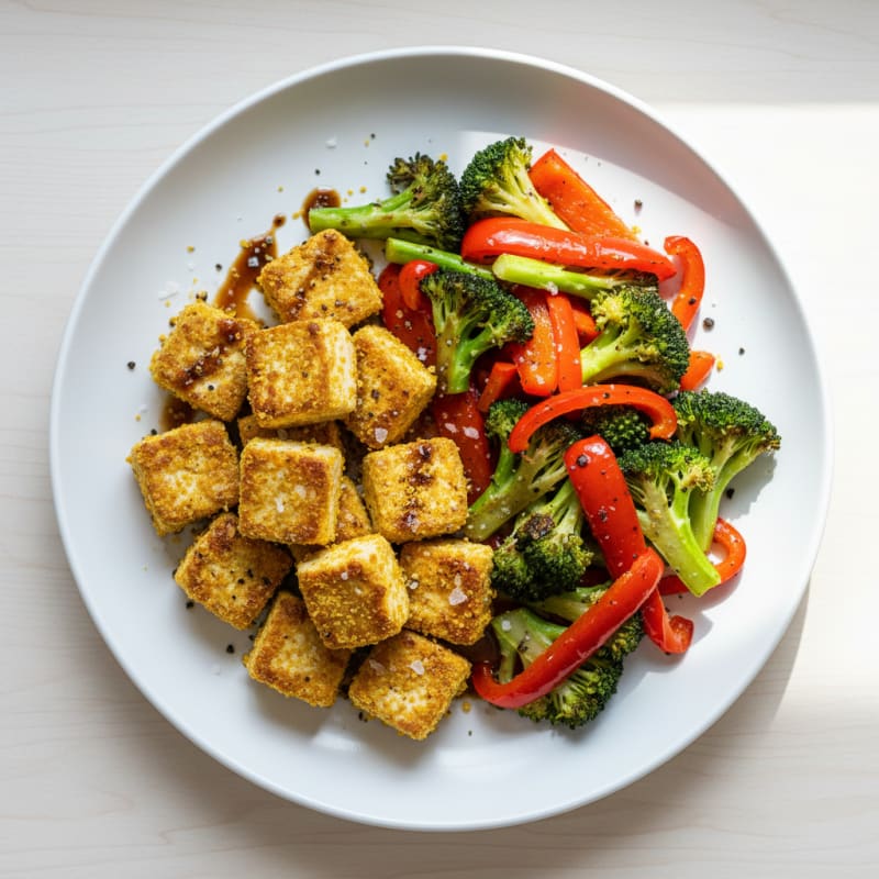 Pan-Seared Tofu with Roasted Vegetables