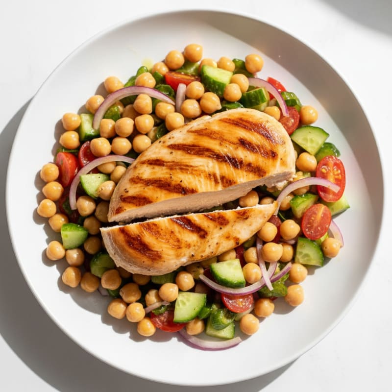 Grilled Chicken Breast with Crunchy Chickpea Salad