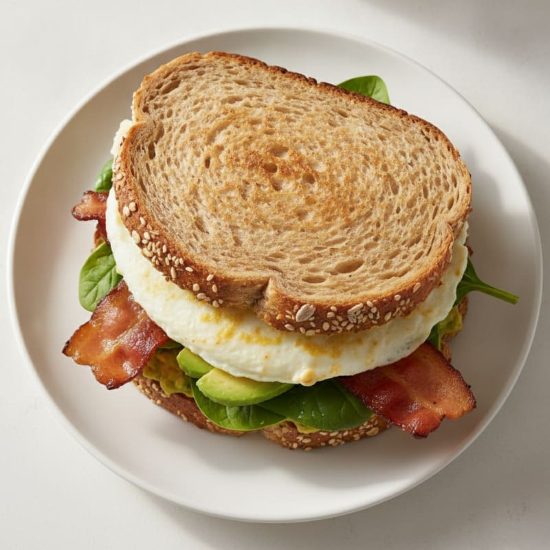 Egg White and Turkey Bacon Sandwich with Whole Grain Bread