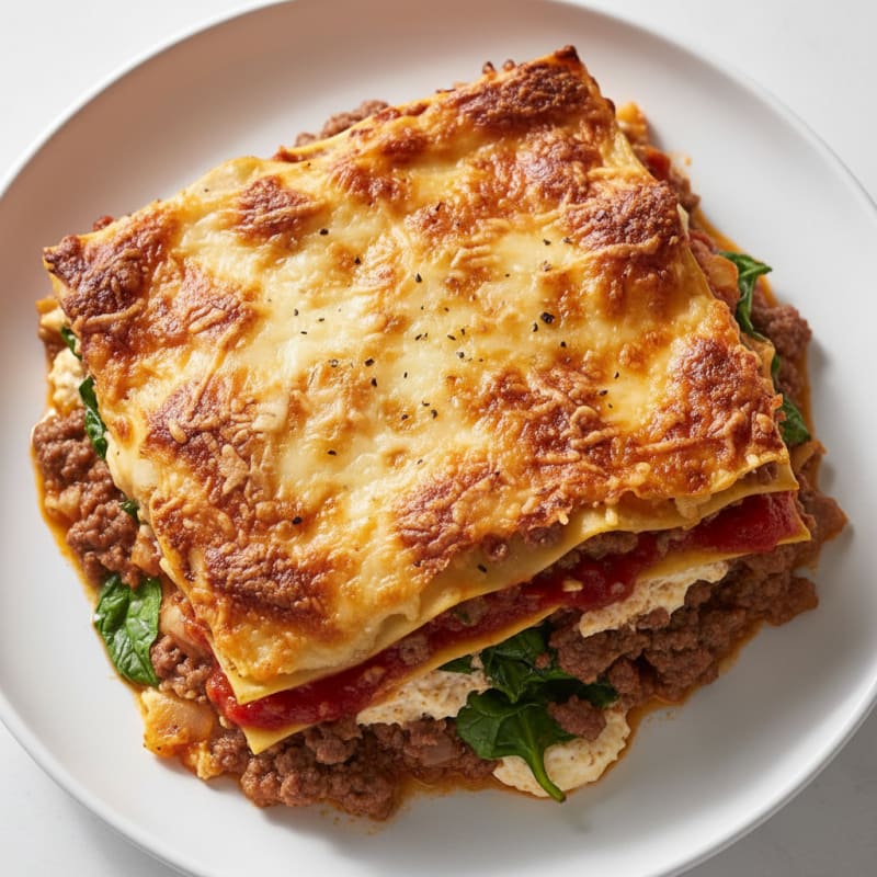 Creamy Baked Lasagna with Rich Meat Sauce
