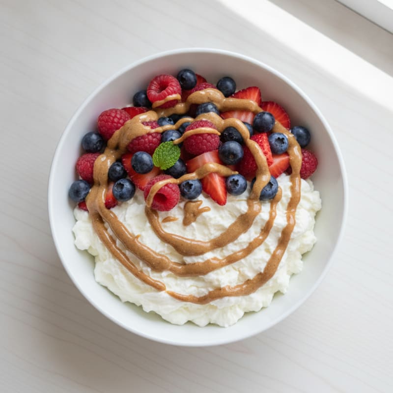 Protein Greek Yogurt Bowl with Mixed Berries and Almond Butter