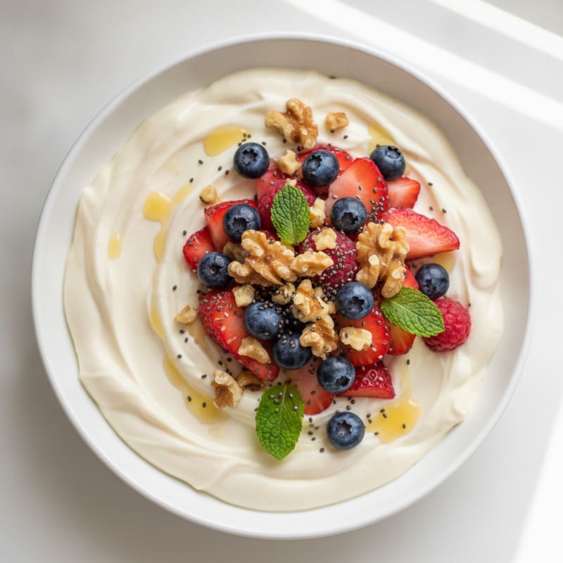Silky Greek Yogurt Protein Pudding with Berries