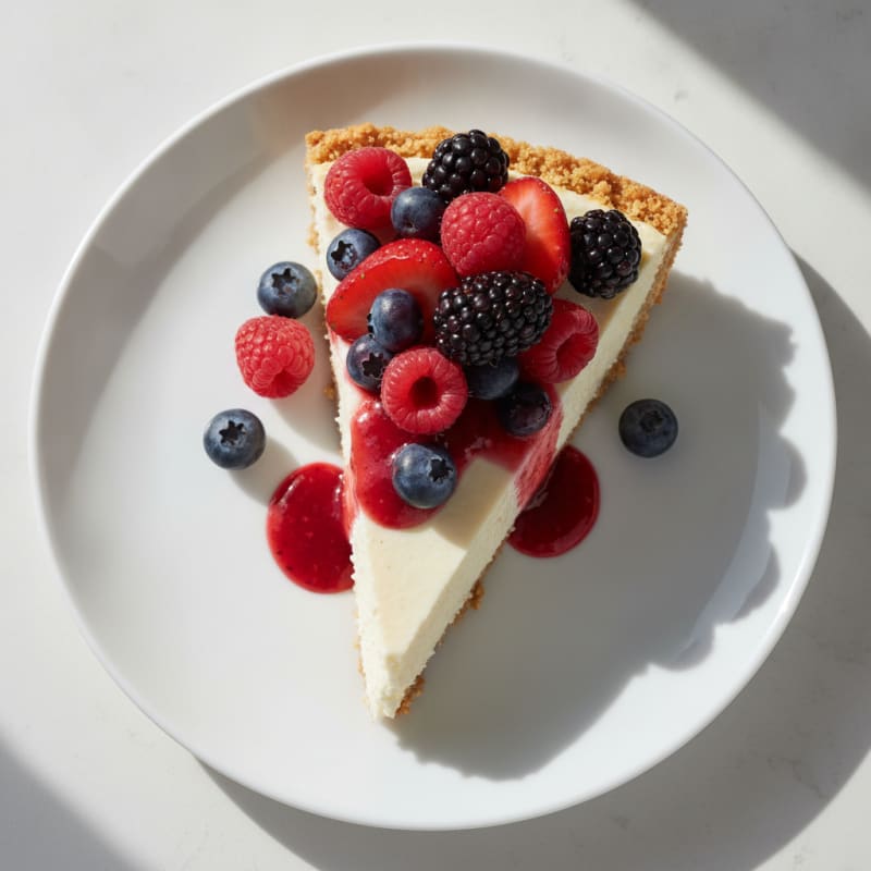 Creamy Greek Yogurt Protein Cheesecake with Mixed Berries