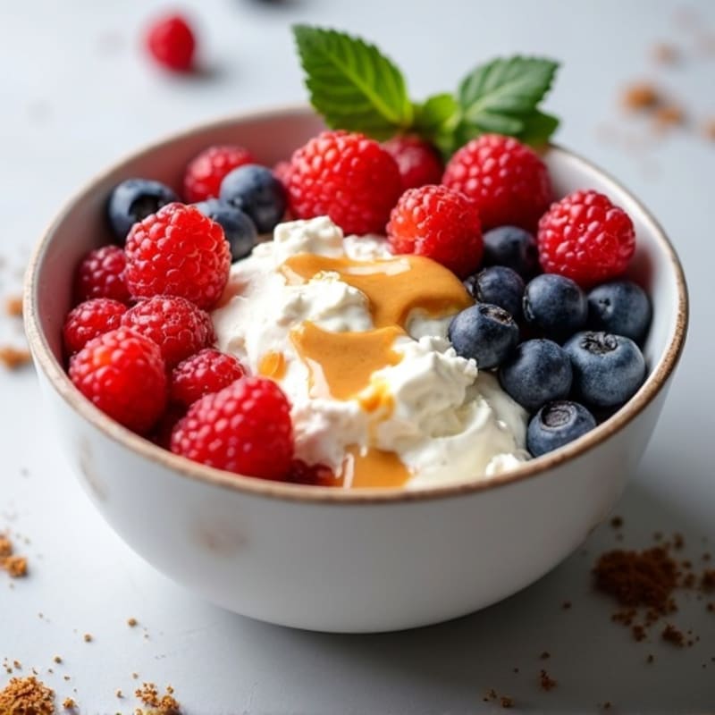 Cottage Cheese and Berry Protein Bowl with Almond Butter