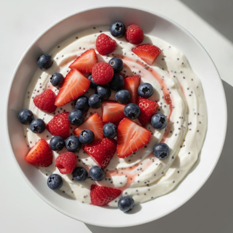 Silky Greek Yogurt Protein Pudding with Berries