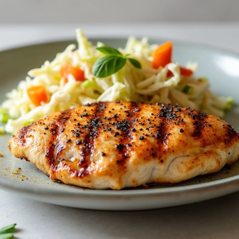 Grilled Chicken Breast with Crunchy Cabbage Slaw