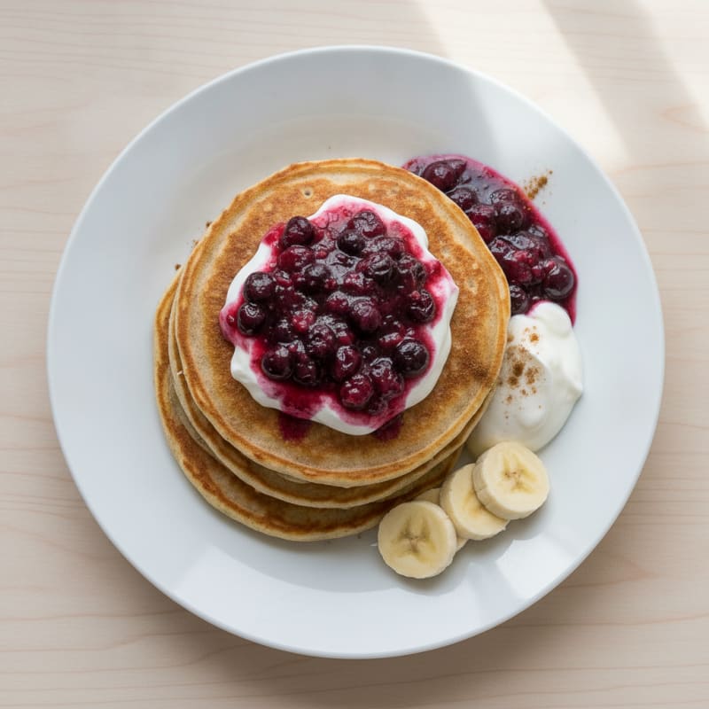 Banana Protein Pancakes with Berries