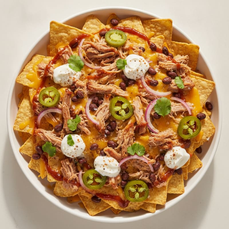 Pulled Pork Nachos with Pickled Jalapeños