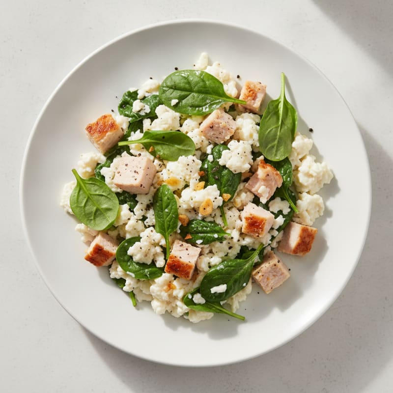 Egg White Spinach Scramble with Turkey Breast