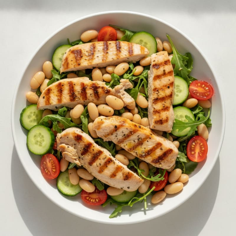 Grilled Turkey and White Bean Salad with Lemon Vinaigrette