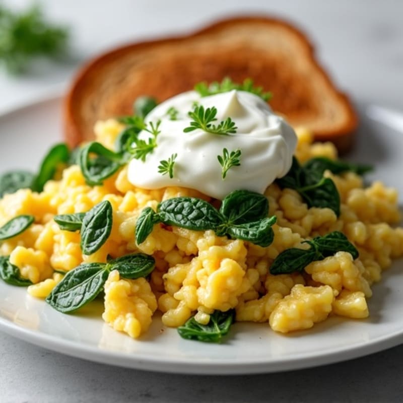 Egg White and Turkey Spinach Scramble with Cottage Cheese