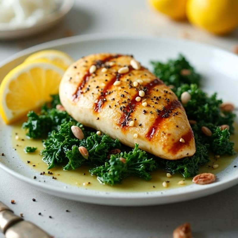 Lemon-Garlic Pan-Seared Chicken with Sautéed Greens