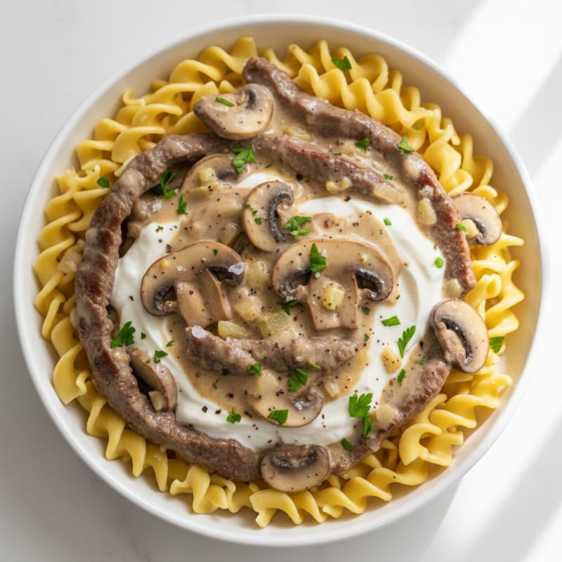 Classic Beef Stroganoff with Egg Noodles