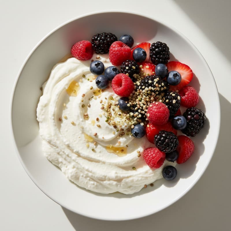 Silky Greek Yogurt Protein Mousse with Mixed Berries