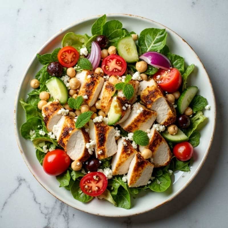 Fresh Mediterranean Chopped Salad with Herb-Marinated Feta