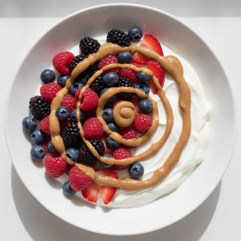 Greek Yogurt Protein Bowl with Mixed Berries and Almond Butter