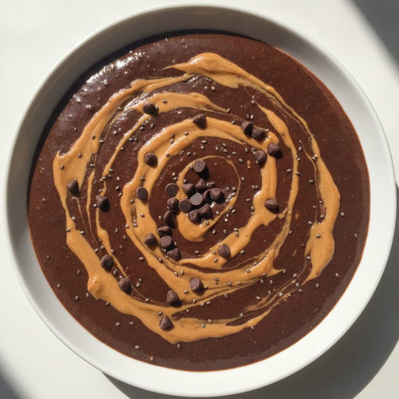 Silky Protein Chocolate Pudding with Peanut Butter Swirl