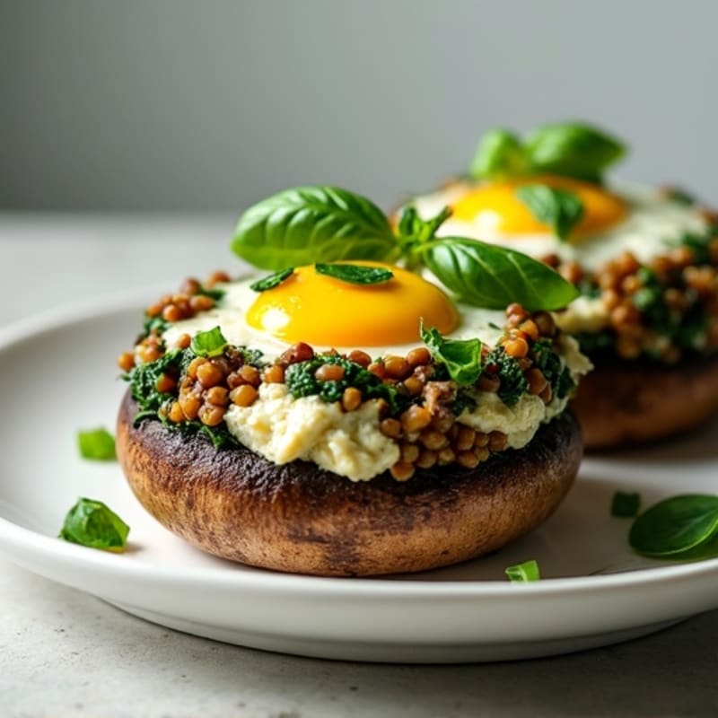 Herb-Spinach Stuffed Portobello Mushrooms with Goat Cheese