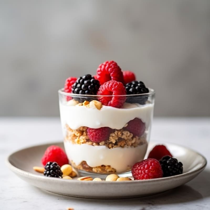 Greek Yogurt Berry Parfait with Toasted Almonds