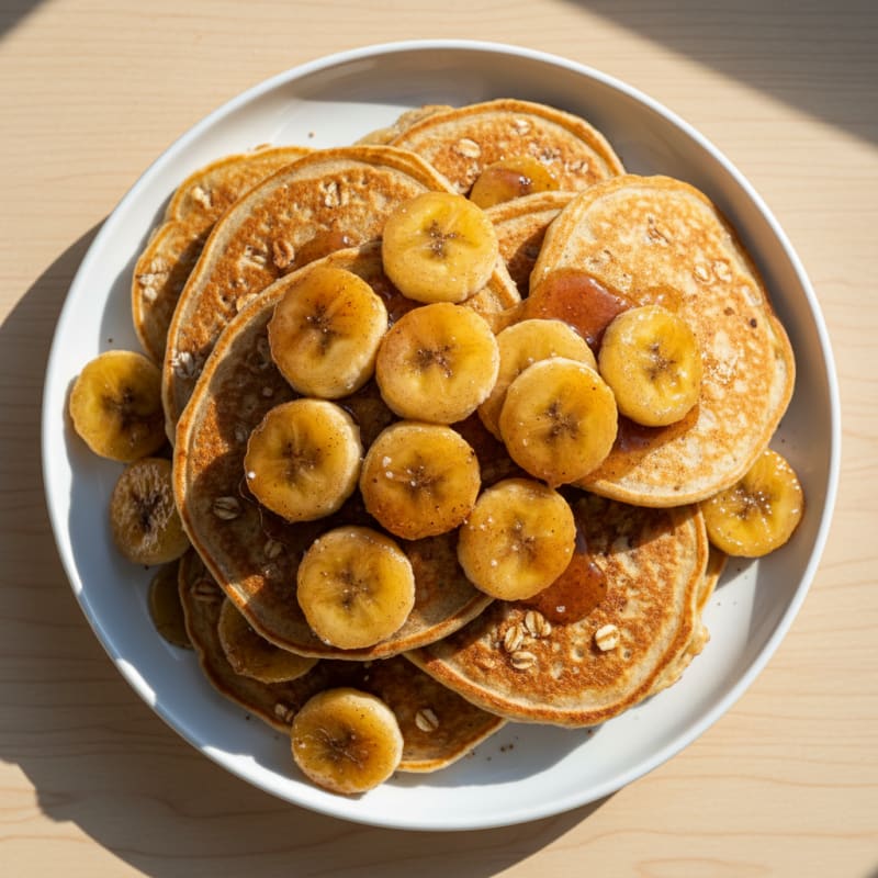 Golden Caramelized Banana Pancakes