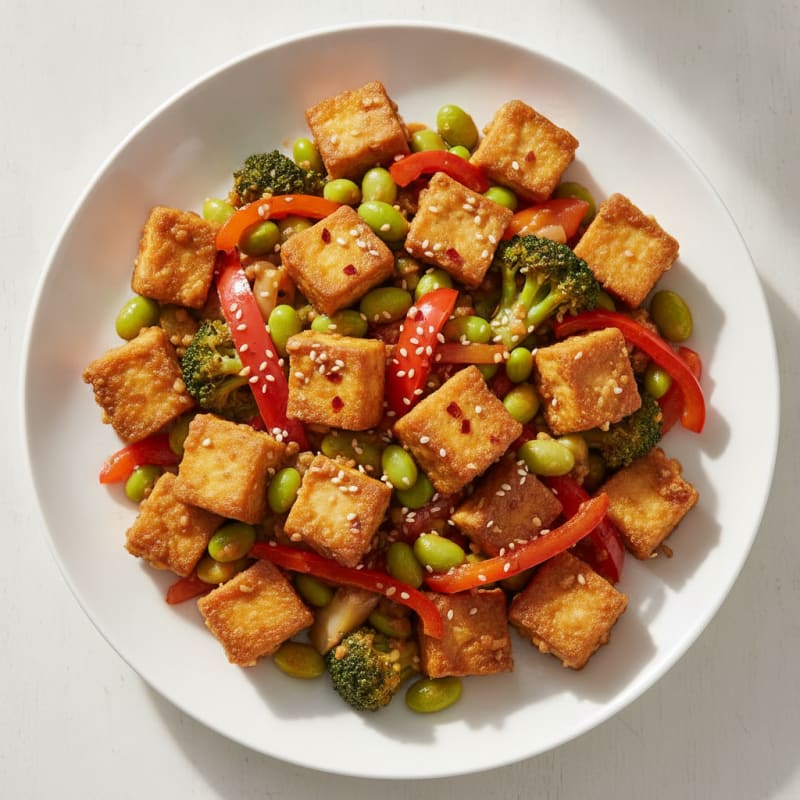Sesame Tofu Stir-Fry with Mixed Vegetables