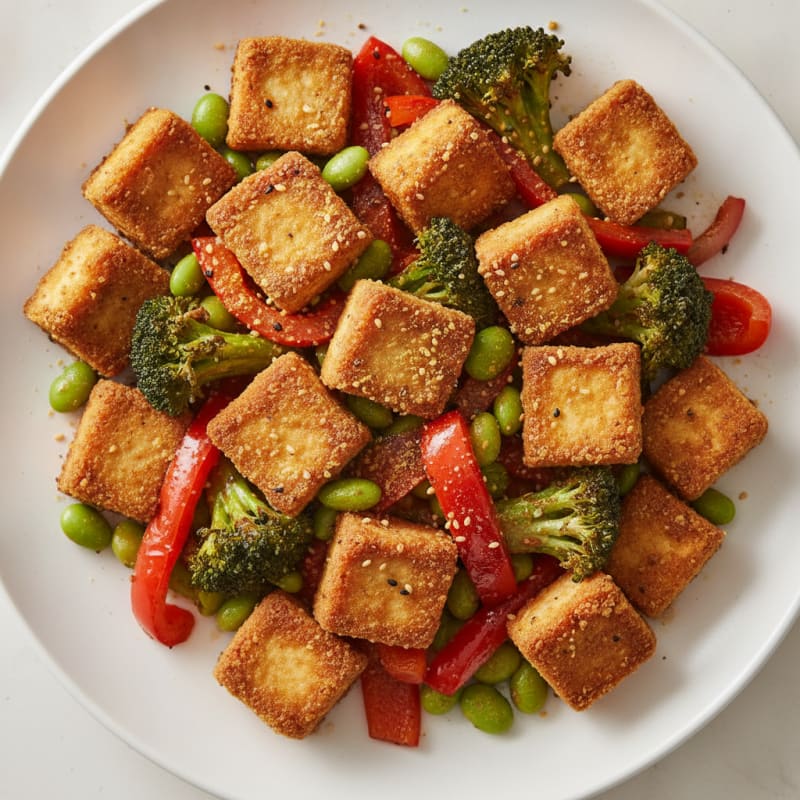 Pan-Seared Tofu with Roasted Vegetables