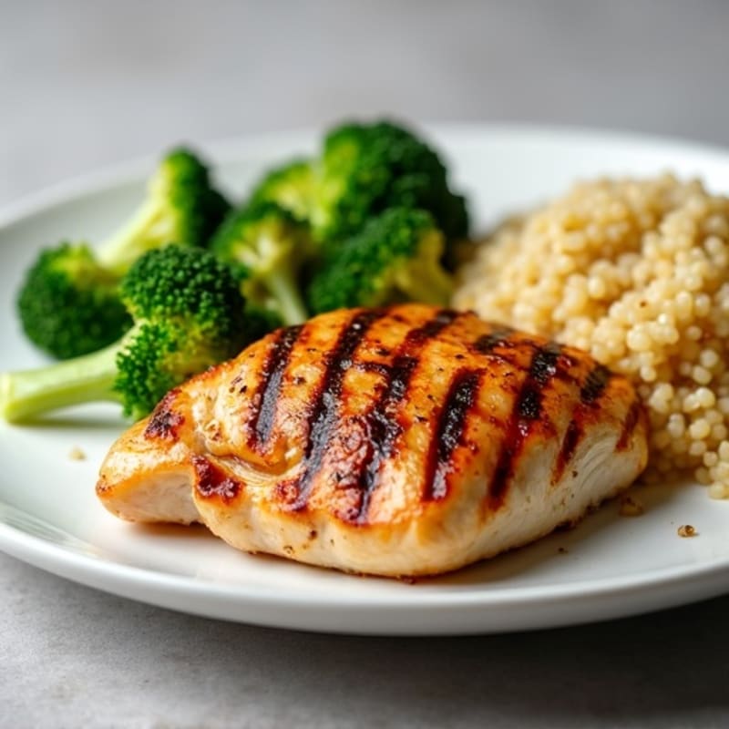 Grilled Chicken Breast with Roasted Broccoli and Quinoa