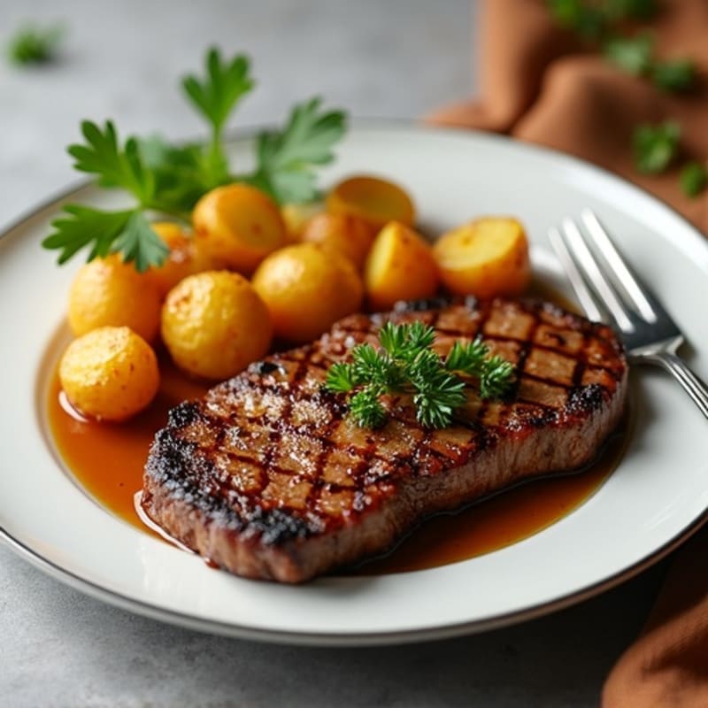 Pan-Seared Steak with Garlic Butter Crispy Potatoes