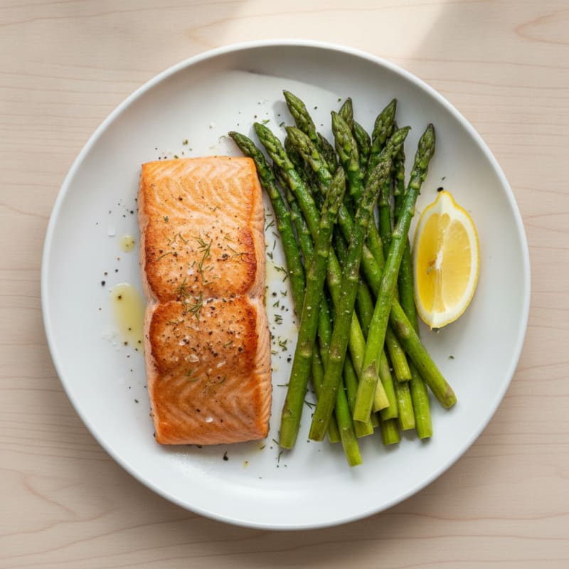Pan-Seared Salmon with Roasted Asparagus