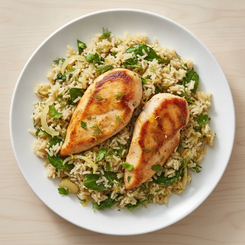 Lemon Herb Rice Pilaf with Seared Chicken