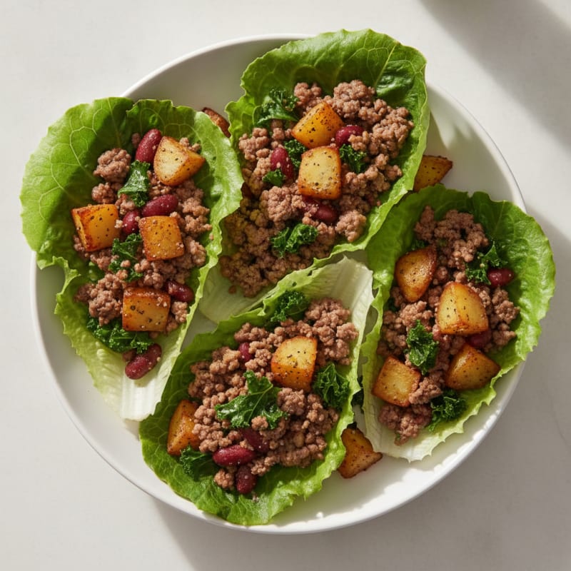 Beef and Bean Lettuce Wraps