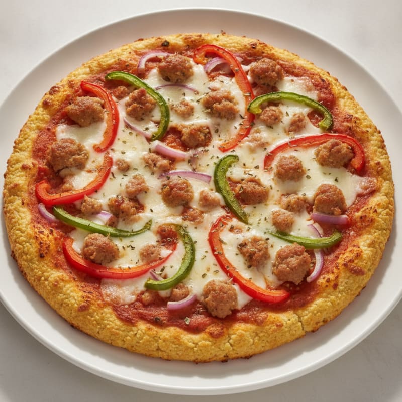 High-Protein Chicken Sausage Pizza with Veggie Crust