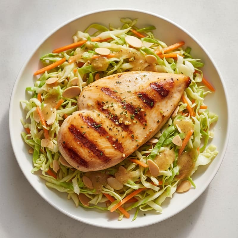 Grilled Chicken Breast with Crunchy Cabbage Slaw