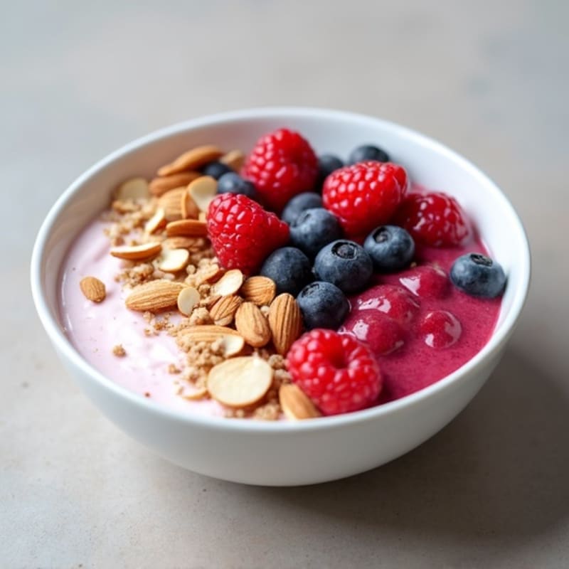 Greek Yogurt Protein Bowl with Mixed Berries and Almonds
