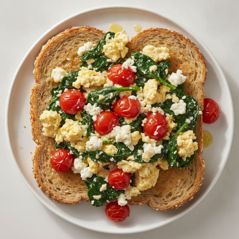 Cottage Cheese Scramble with Spinach and Cherry Tomatoes
