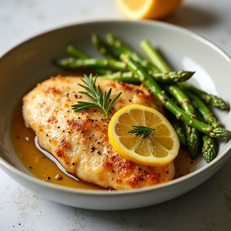 Sheet Pan Lemon Garlic Roasted Chicken and Crispy Asparagus