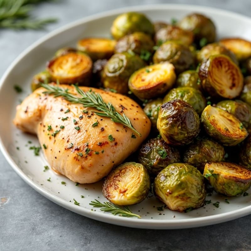 Sheet Pan Lemon Herb Roasted Chicken with Crispy Brussels Sprouts