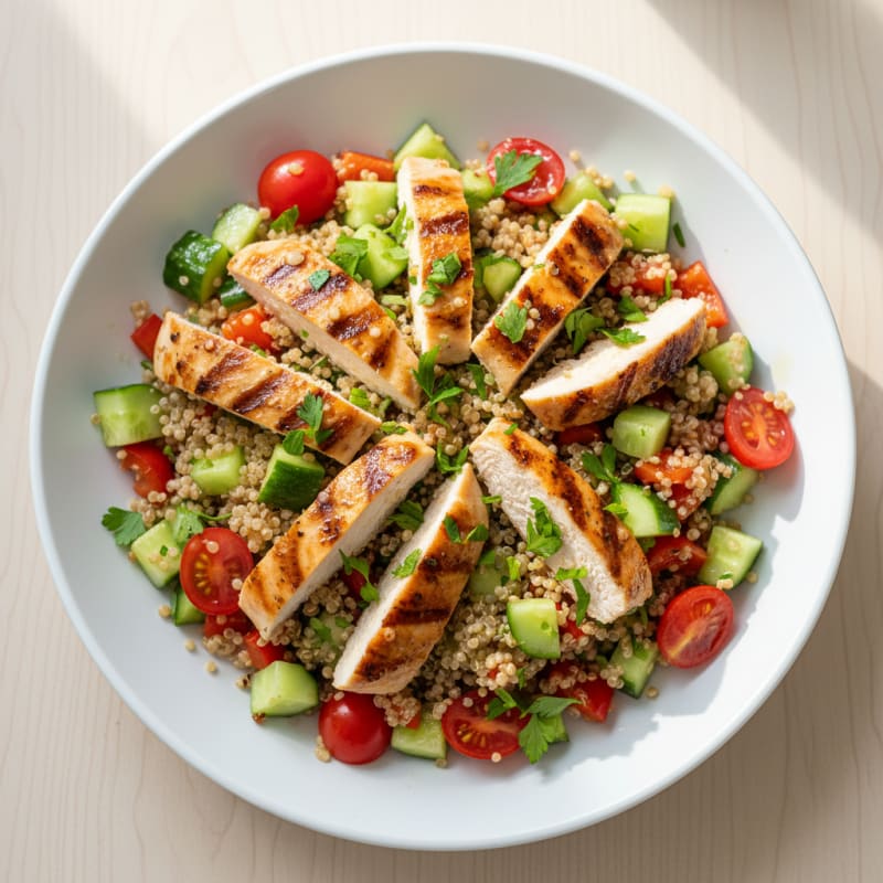 Grilled Chicken and Quinoa Salad with Fresh Vegetables