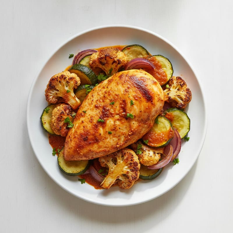 Spicy Harissa Chicken with Roasted Vegetables