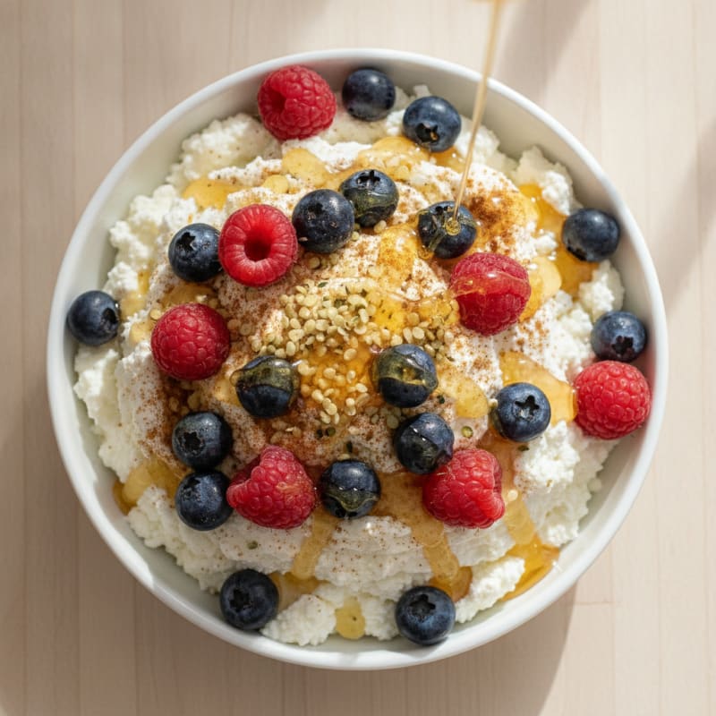 Whipped Cottage Cheese with Berries and Honey
