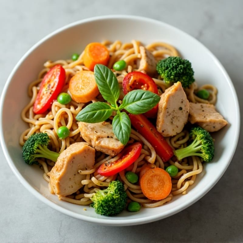 Garlic Ginger Chicken Stir-fry with Noodles and Crispy Veggies