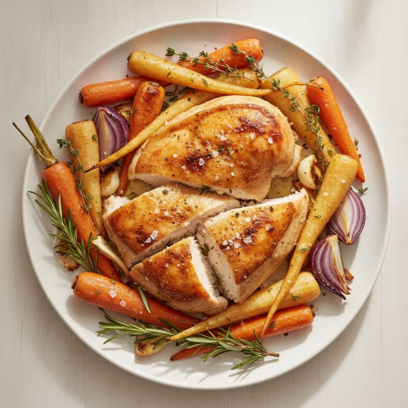 Garlic Herb Roasted Chicken with Root Vegetables