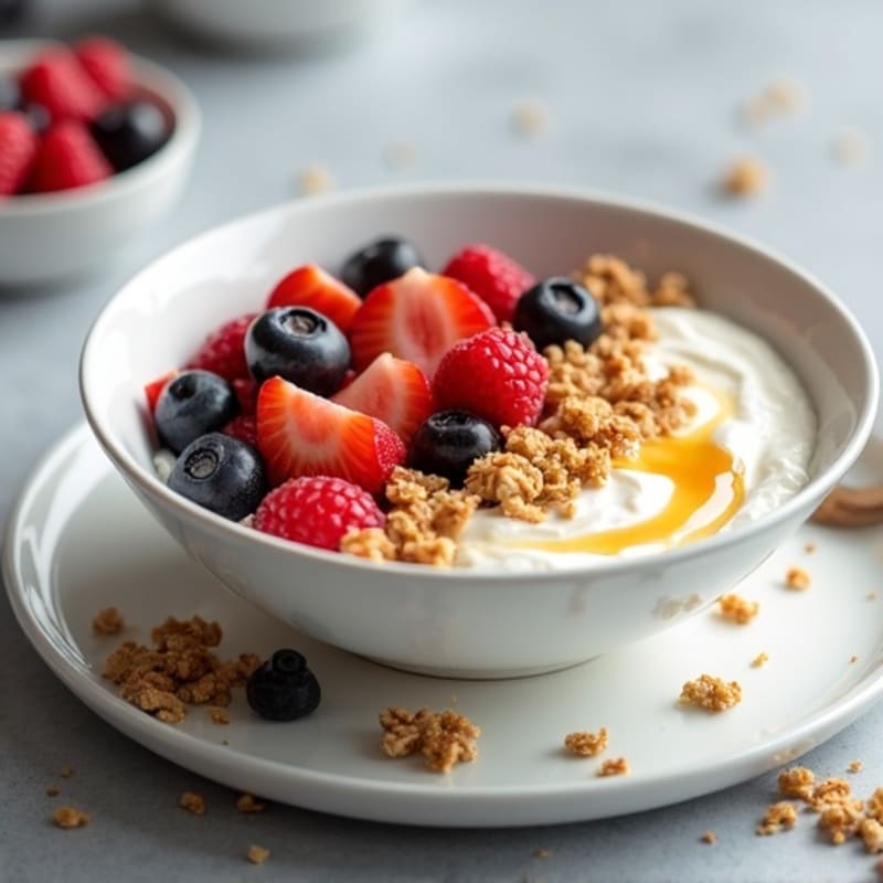 Crunchy Greek Yogurt Protein Bowl with Honey-Drizzled Berries