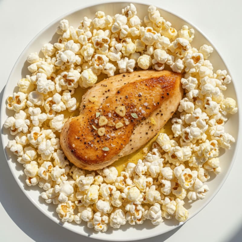 Classic Salted Popcorn with Butter and Herb-Roasted Chicken