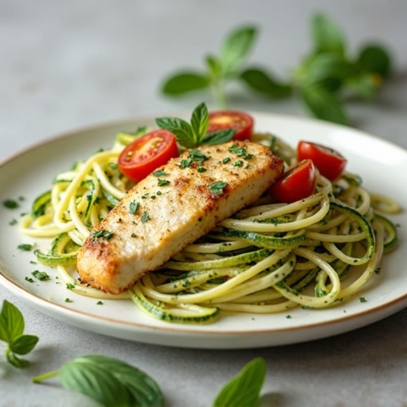 Creamy Pesto Chicken with Zucchini Noodles