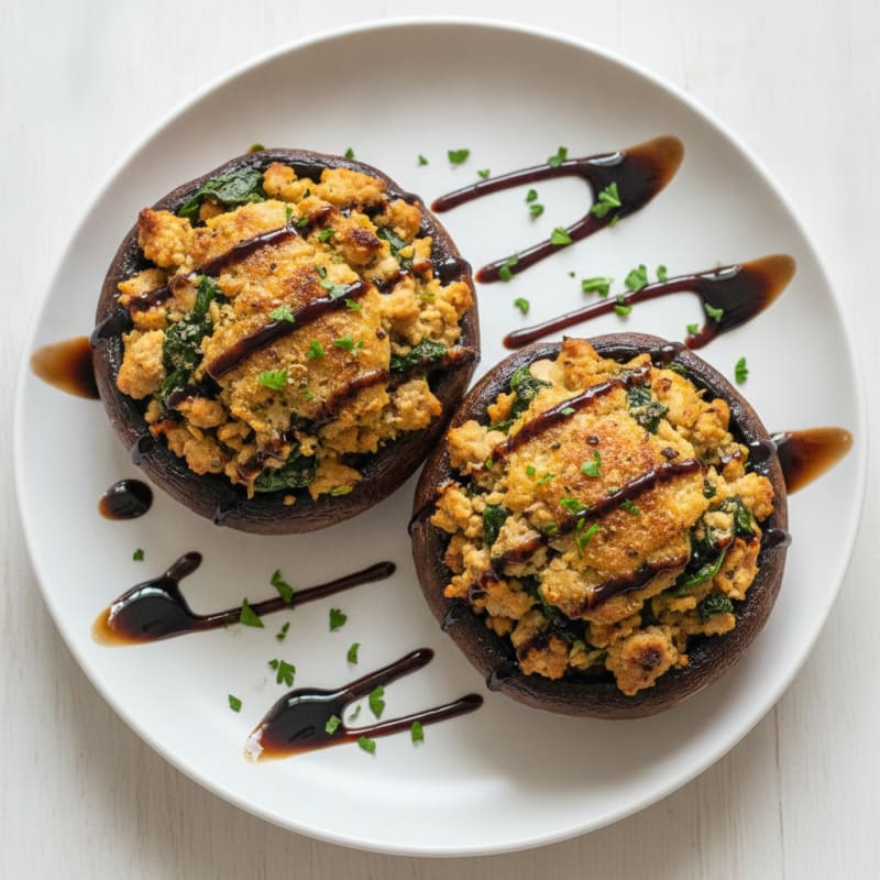 Herb-Stuffed Portobello Mushrooms with Balsamic Glaze