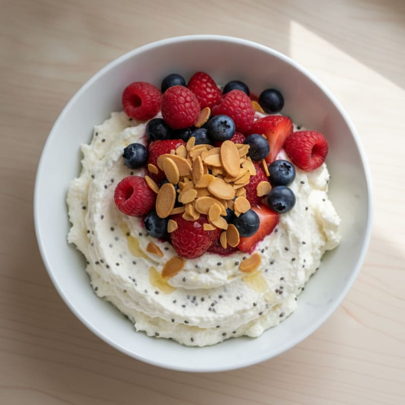 Greek Yogurt Protein Mousse with Mixed Berries